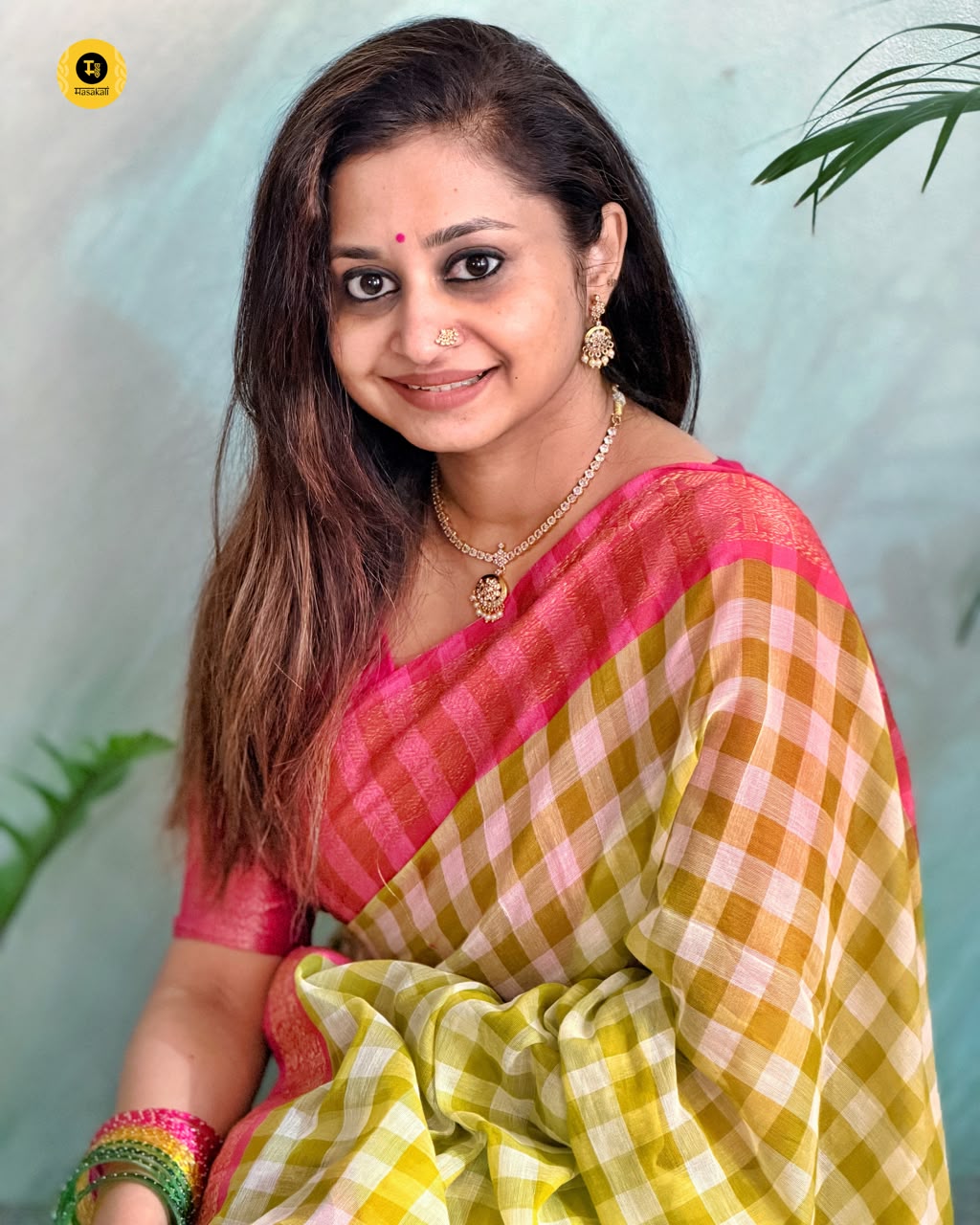 Mulcotton check saree