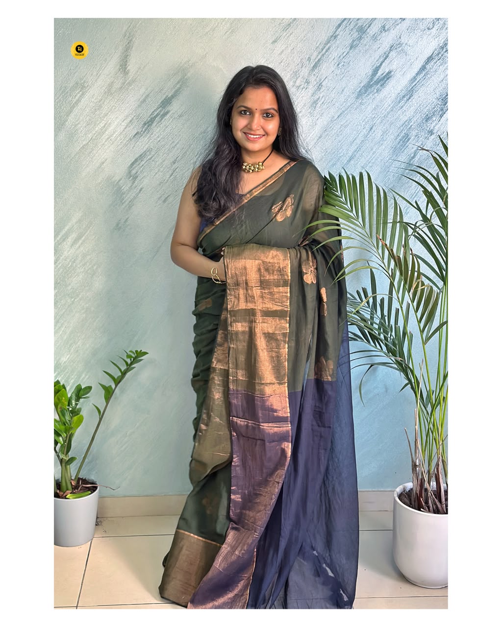 120 Count Pure Mul Cotton Saree with Wide Zari Border
