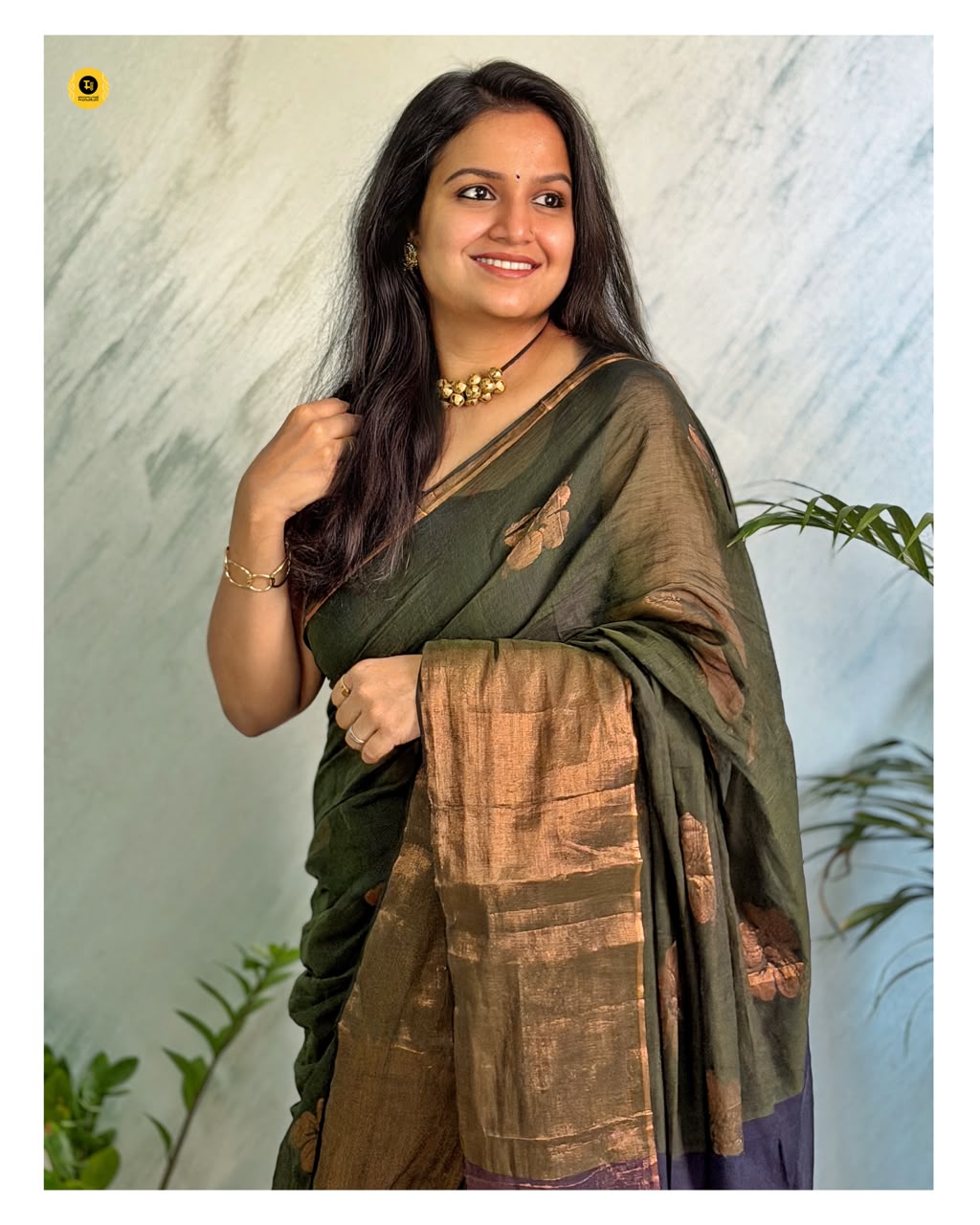 120 Count Pure Mul Cotton Saree with Wide Zari Border