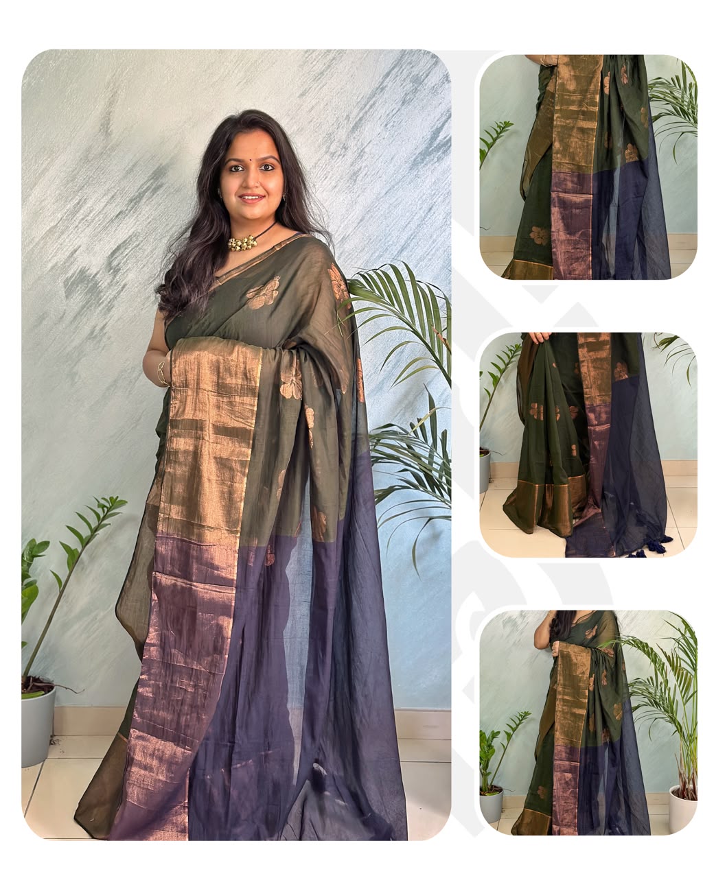 120 Count Pure Mul Cotton Saree with Wide Zari Border