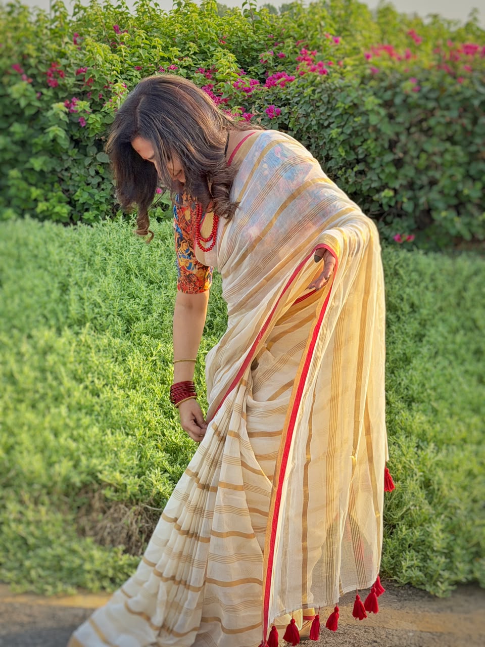 120 Count Pure Mulcotton Saree inspired from kanchipattu