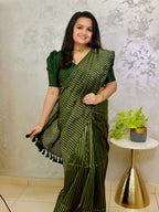 Premium Khadi Cotton Saree with Zari Stripes