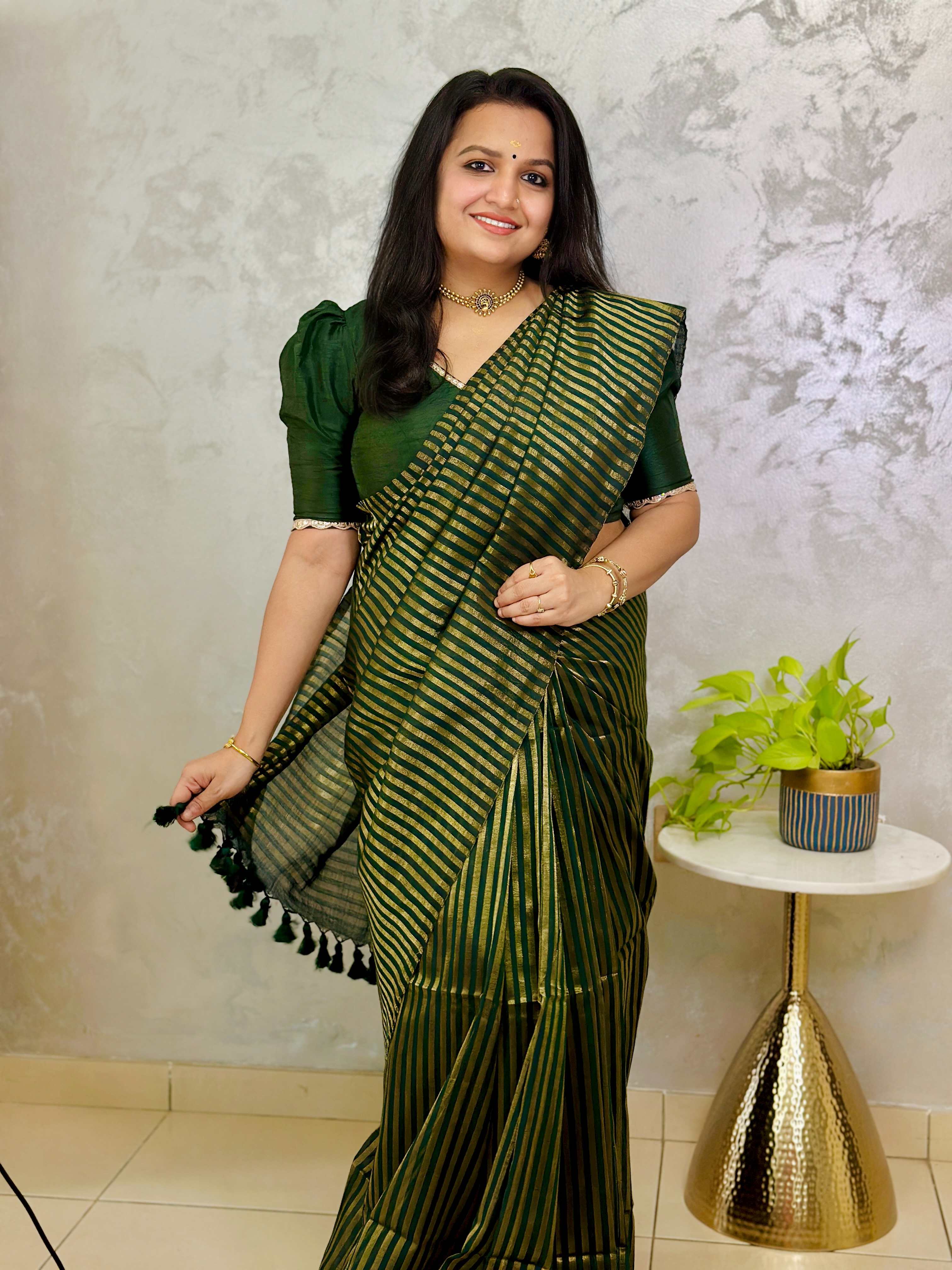Premium Khadi Cotton Saree with Zari Stripes