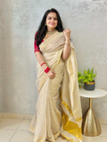 Kerala Kasavu Saree – Tissue Linen Weave