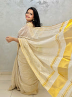 Kerala Kasavu Saree – Tissue Linen Weave