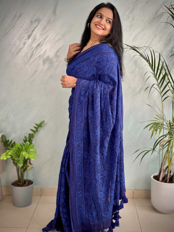 Mul Cotton Saree – Chikankari Inspired Work