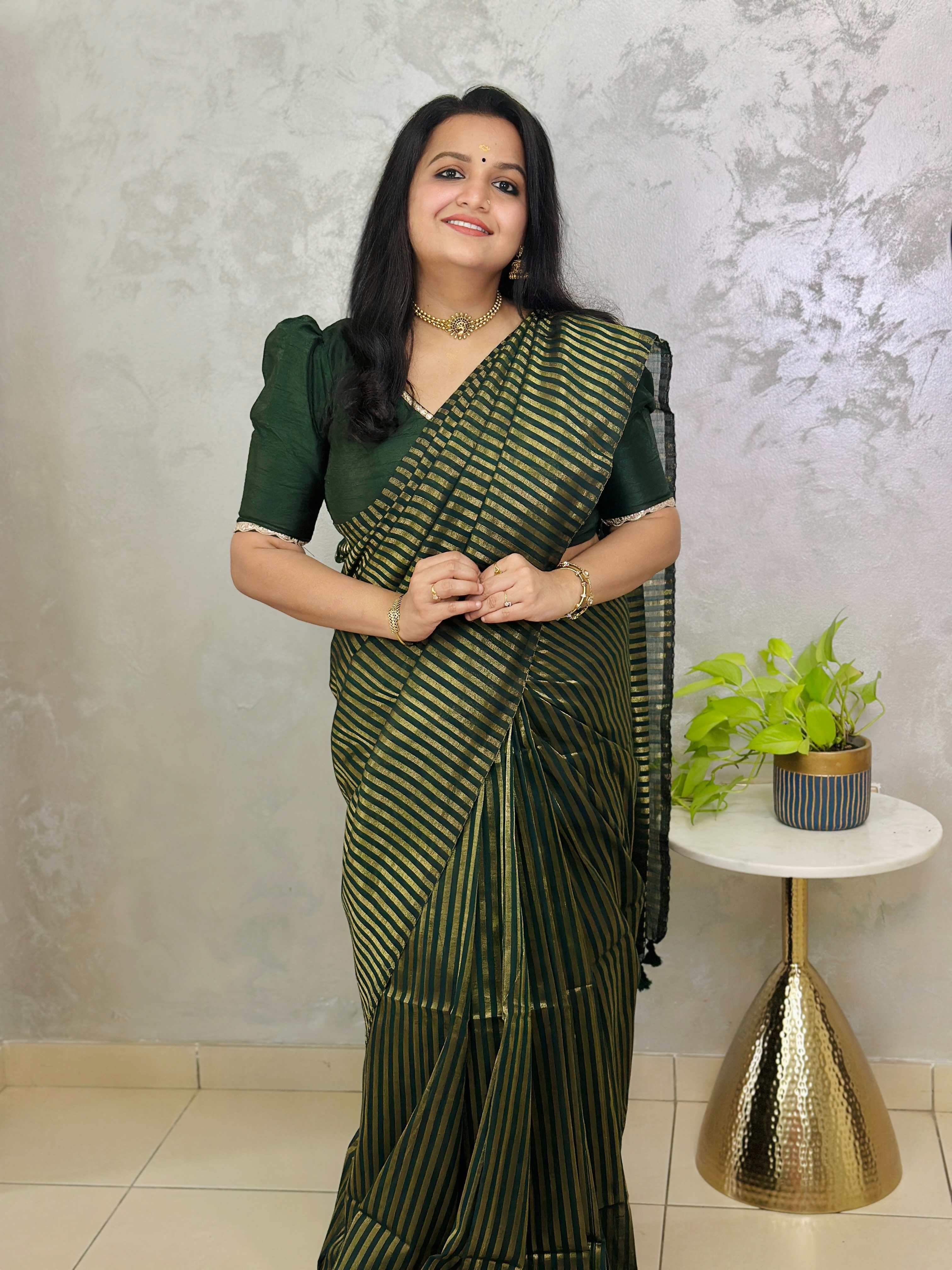 Premium Khadi Cotton Saree with Zari Stripes