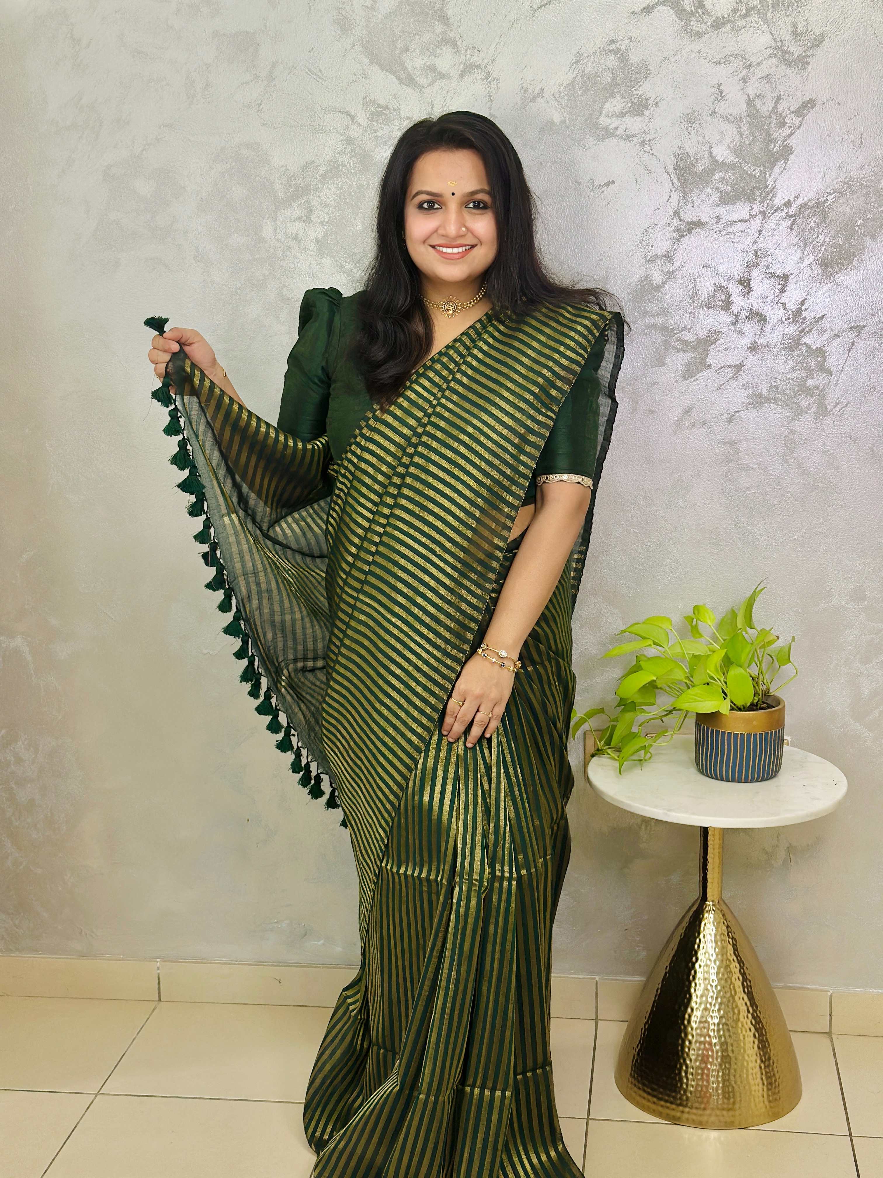 Premium Khadi Cotton Saree with Zari Stripes