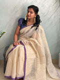 Mul Cotton Saree with Zari Stripes